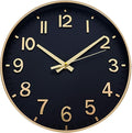 HZDHCLH Wall Clocks Battery Operated, Wall Clock Black Gold, 12 inch Wall Clock by HZDHCLH