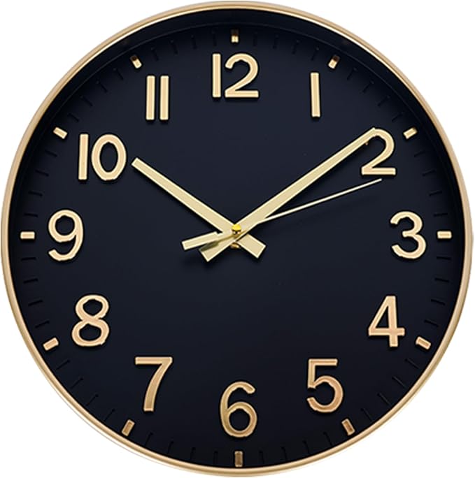 HZDHCLH Wall Clocks Battery Operated, Wall Clock Black Gold, 14 inch Wall Clock by HZDHCLH