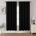 CUCRAF Black Blackout Curtains 63 inch Length 2 Panels Set, Rod Pocket Room by CUCRAF