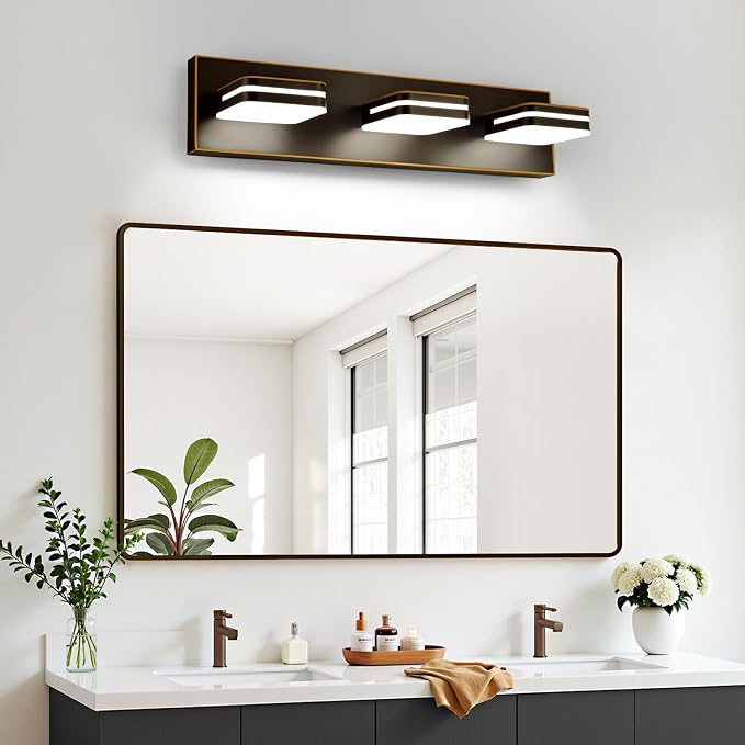 360° Rotate LED Bathroom Vanity Light Fixtures, 1300LM Acrylic Brown and Gold - Image 8