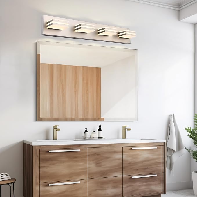 4-Light LED Brushed Nickel Vanity Lights - Image 3