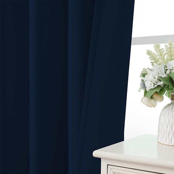 CUCRAF Navy Blue Blackout Curtains Customize, Rod Pocket Room Darkening Curtain - Image 6