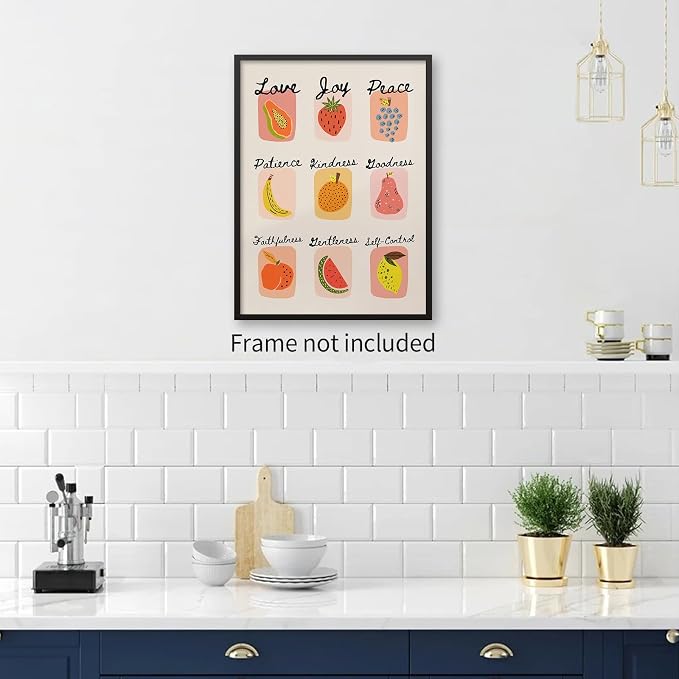 jkahh Trendy Fruit of The Spirit Wall Art Christian Bible Verse Posters Vintage - Image 5