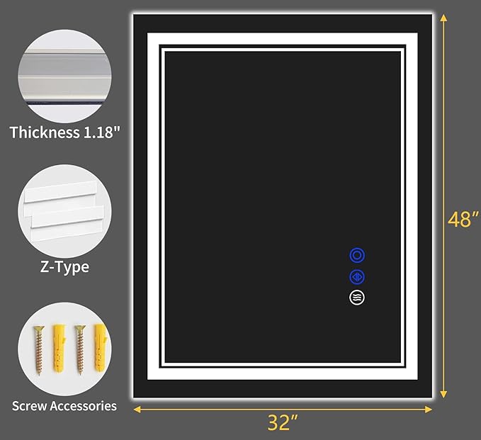 48"x32" LED Bathroom Mirror - Image 9