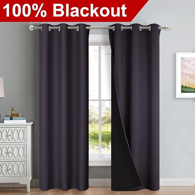 NICETOWN Blackout Curtains 84 inches Long, 2 Pieces, Full Light Blocking Drapes - Image 2