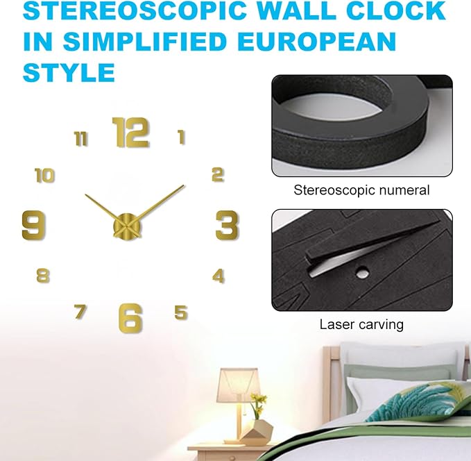 3D DIY Luminous Dial Acrylic Frameless Silent Wall Clock - Image 3