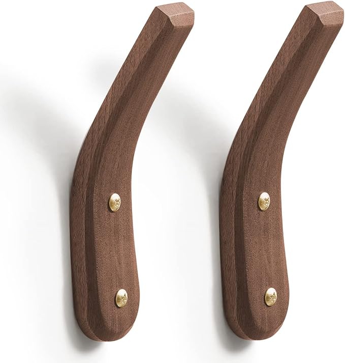 COCOYA 2Pack Wood Hooks Wall Mounted, Minimalist Easy Install Natural Real by COCOYA