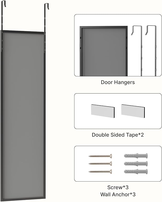 Kosmonia 48x14 Inch Full Length Tempered Glass Door Mirror - Image 7