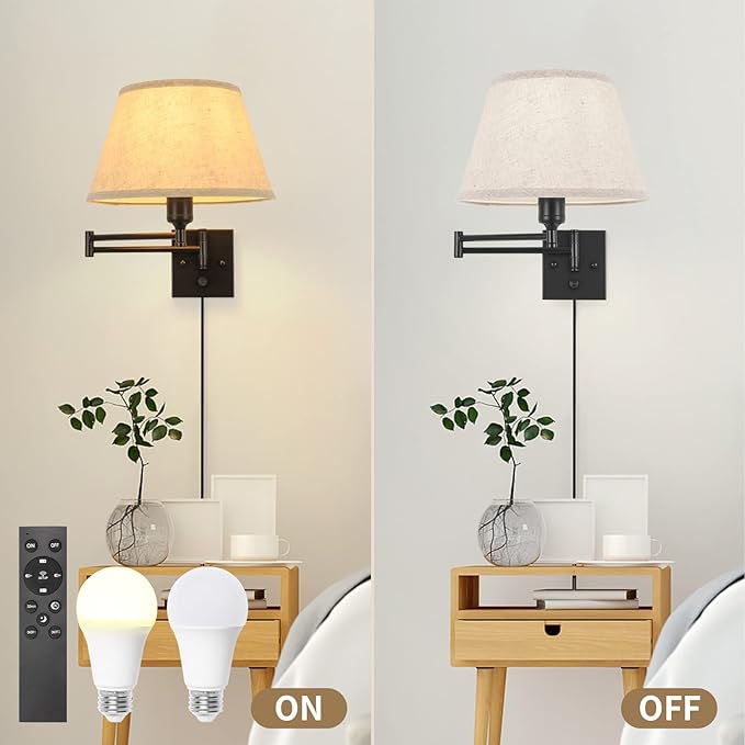 TRLIFE Wall Sconce Plug in, Remote Control Dimming 10-100% and Adjustable Color - Image 6