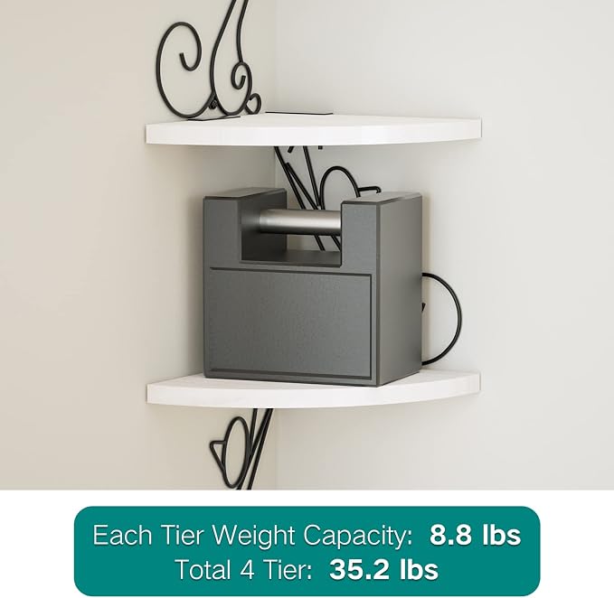 Alsonerbay Floating Corner Wood Shelves, 4 Tier Wall Mounted Rustic Storage - Image 8