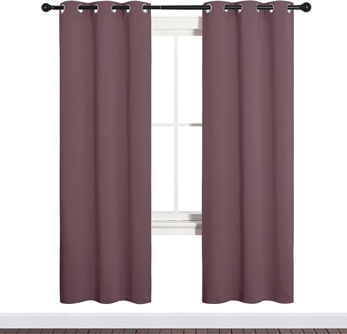 NICETOWN Bedroom Curtain Panels Blackout Draperies, Dry Rose, 1 Pair, 34 by - Image 2
