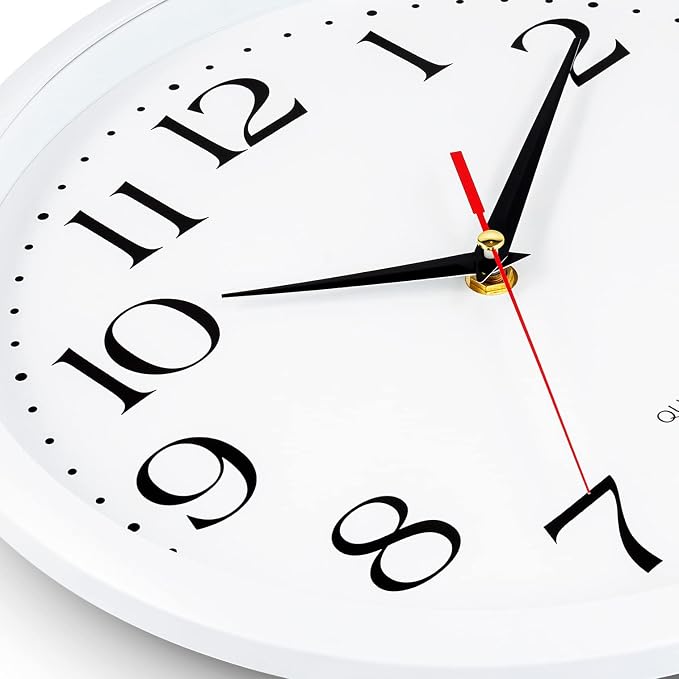 Bernhard Products White Wall Clock Silent Non Ticking, 12 Inch Quality Quartz - Image 2
