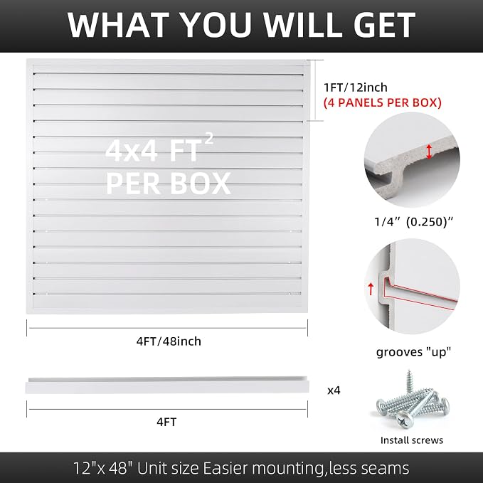 Slatwall Panel Garage Organizer Heavy Duty Wall Mounted, PVC Slat Panels Home - Image 2
