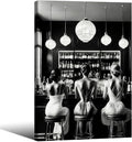 Vintage Black and White Framed Wall Art Trendy Women Drink Cocktail Posters by FuSatisYilife