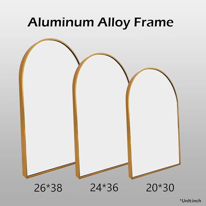 HARRITPURE 2Pcs Arched Bathroom Mirror ​Wall Mounted Mirror Aluminum Alloy Frame - Image 4