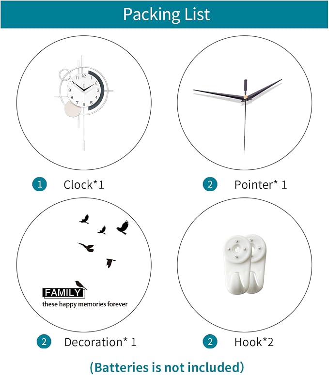 Decorative Wall Clock Silent Battery Operated Large Modern Wall Clock - Image 7