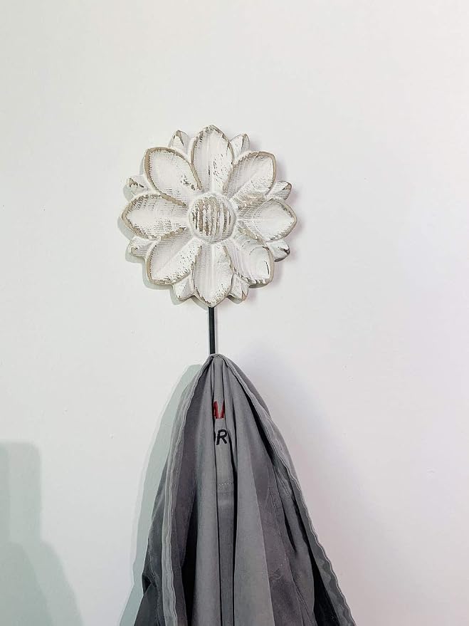 dwellington Decorative Wall Mounted Flower Hooks, Farmhouse Boho Coat Rack - Image 4