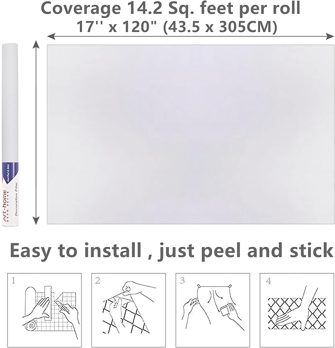 Arthome 17"x120" White Contact Paper, Peel and Stick Matte Wallpaper, Self - Image 3