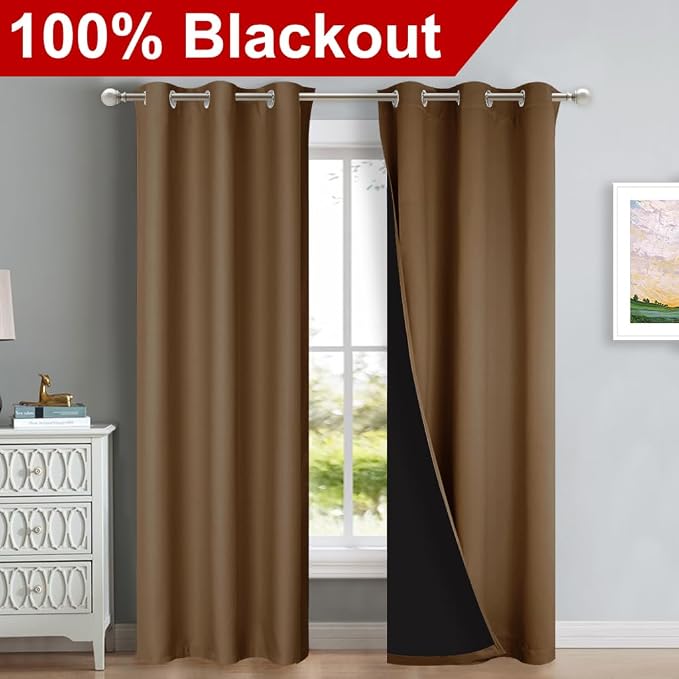 NICETOWN Blackout Curtains 80 inches Long, 2 Pieces, Full Light Blocking Drapes - Image 2