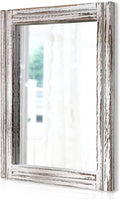 AAZZKANG Large Wall Mirrors 26"x18" Rustic Wood Mirror Rectangle Decorative by AAZZKANG