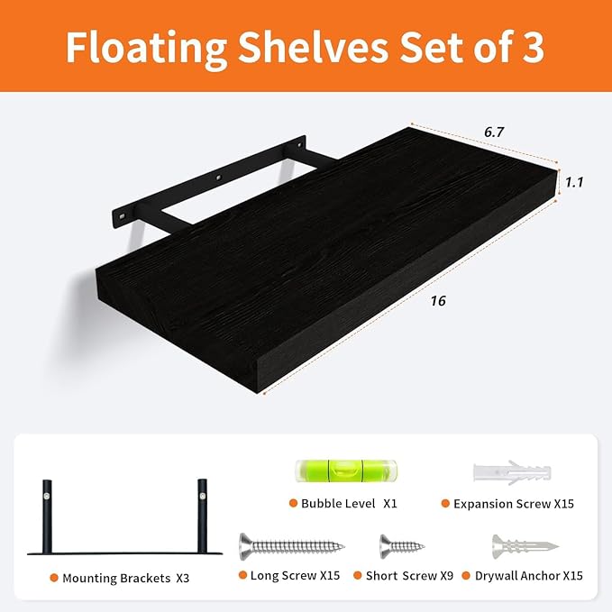 Upassion Floating Shelves for Wall Set of 3, Frame Display Floating Shelf for - Image 3