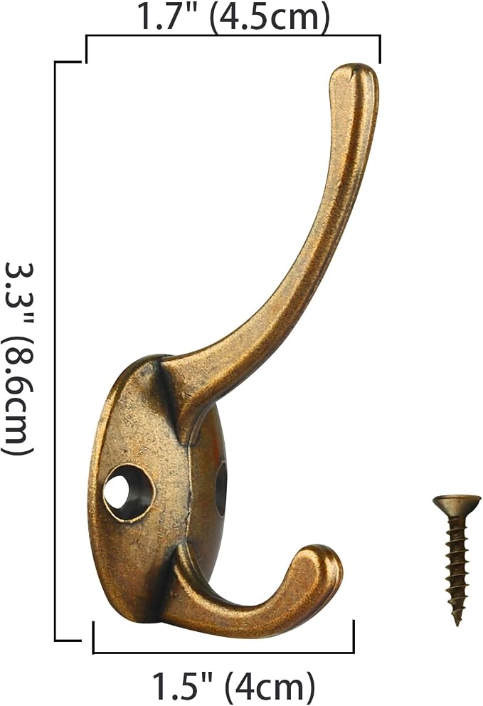 IBosins 12 Pack Antique Brass Coat Hooks Wall Mounted - Image 3
