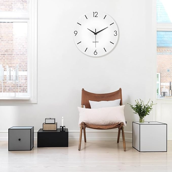 XFM Large Minimalist Wall Clocks Battery Operated 24 Inch White Modren Wall - Image 4