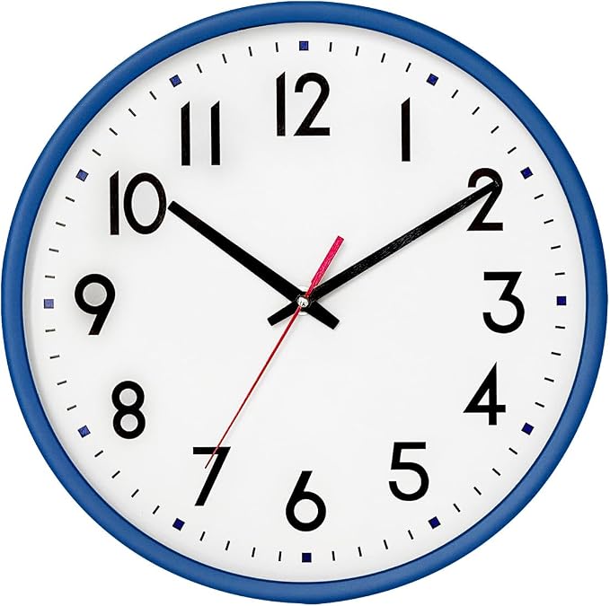 HZDHCLH Wall Clock Blue, Silent Wall Clocks Battery Operated 10 Inch Modern Non by HZDHCLH