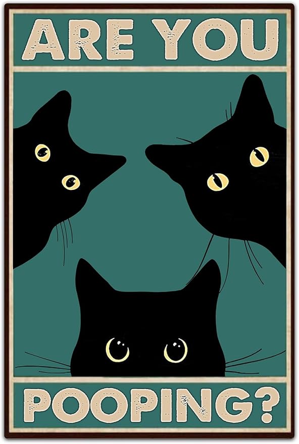 Funny Black Cat Wall Art by RustFreeBrightColorsDurableandNotFade