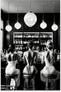 Vintage Black and White Canvas Wall Art Trendy Women Drink Cocktail Posters by FuSatisYilife