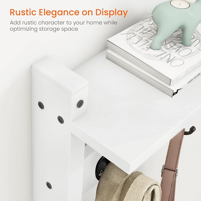 Homode Wall Shelf with Hooks, Coat Rack Wall Mount with Pegs, Hanging Entryway - Image 3