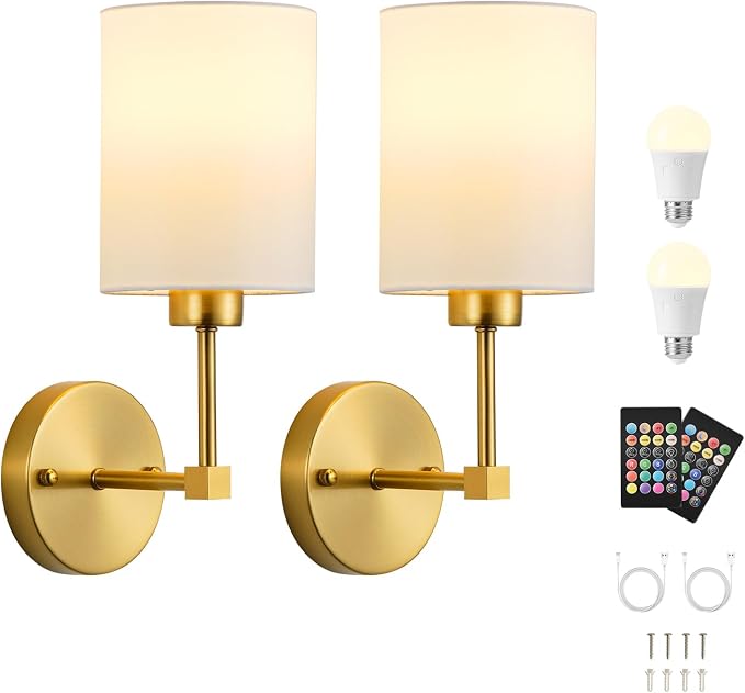 Battery Operated Wall Sconce Set of Two, Wireless Rechargeable Wall Light - Image 9