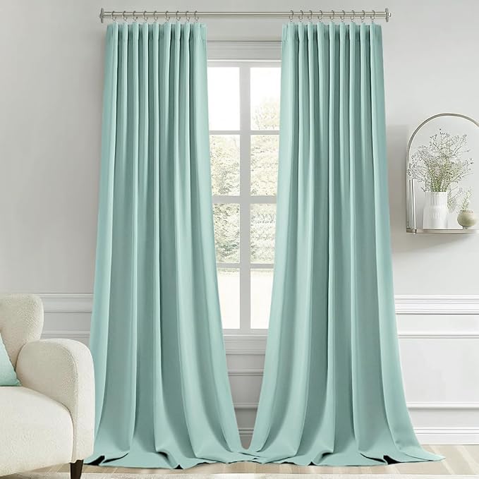 MIULEE Aqua Back Tab Blackout Curtain 96 Inch Long 2 Panels Set - Image 9