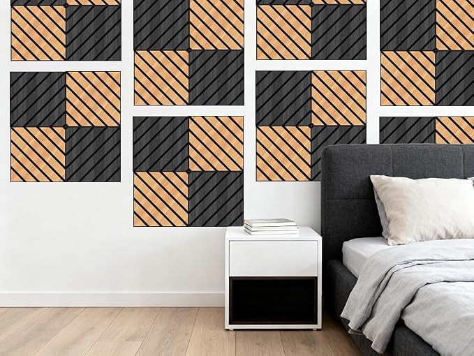 WoveN SounD Artisan Acoustic Wall Panels, 16 Pack 12x12 Inch, PVC Wood Grain - Image 8