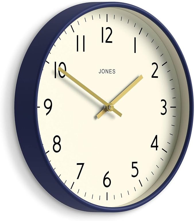 JONES CLOCKS® Studio wall Clock | Modern Round Style | 12 inch | Dark Navy Blue - Image 2