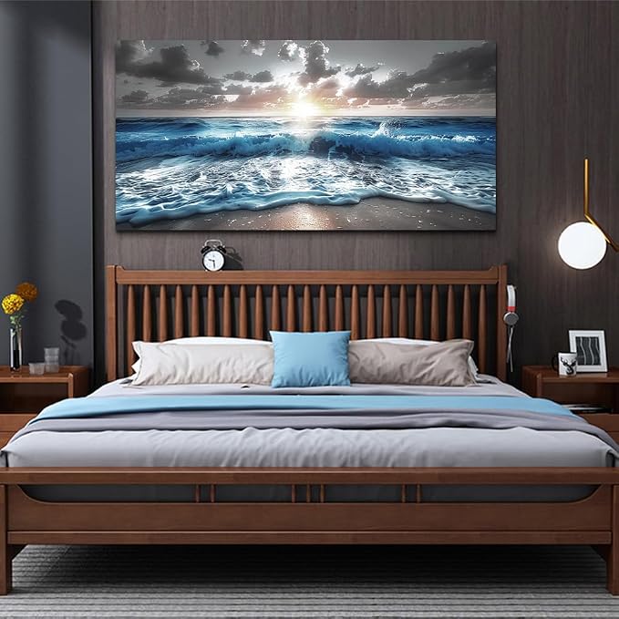 hyidecorart Blue Sea Waves Wall Pictures Framed Wall Art - Image 6