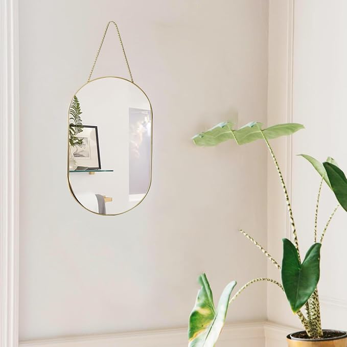 Oval Wall Mirror with Lanyard, High Definition Bathroom Mirror - Image 3