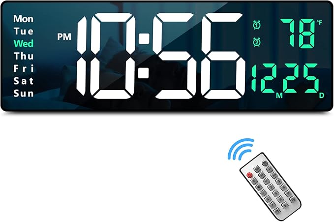 Digital Wall Clock Large Display, Auto Brightness Dimmer Reloj De Pared by Abovsare