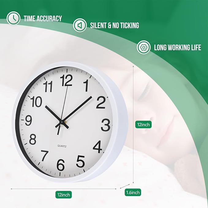 Wall Clock Non-Ticking Silent Quartz Movement Decor Clock Modern Simple Style - Image 3