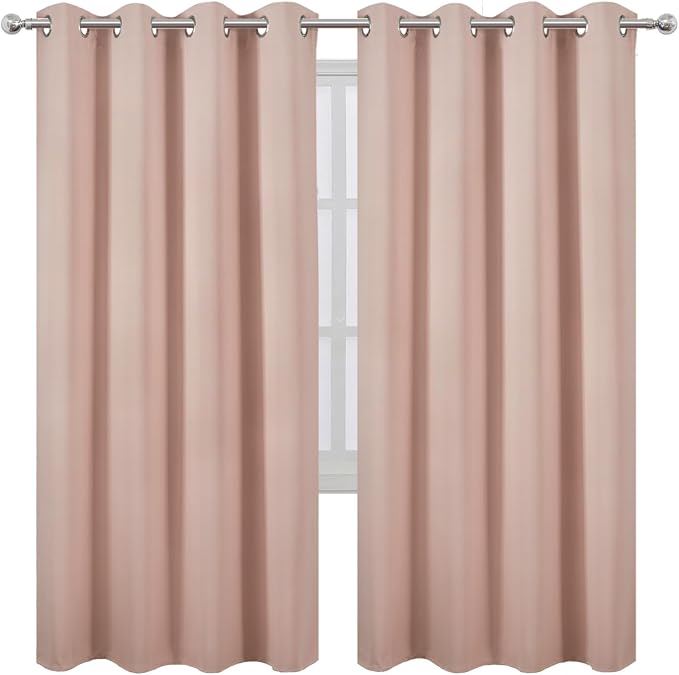 LEMOMO Blackout Curtains 66 x 72 Inch Long Blush Curtains Set of 2 Panels Room - Image 2