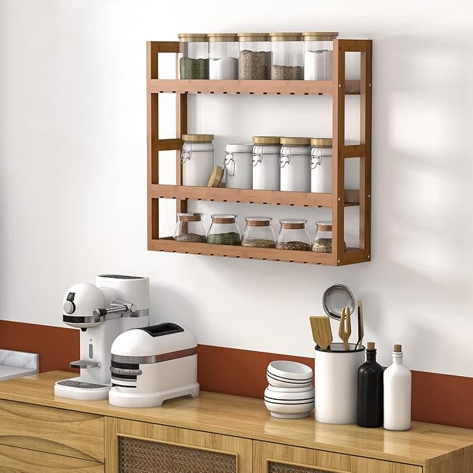 Domax Bamboo Bathroom Shelf 3-Tier Wall Mount Storage Rack Multifunctional - Image 5