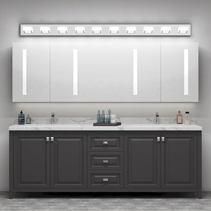 Ralbay 66inch Chrome Bathroom Vanity Lights Stainless Steel Acrylic LED Modern - Image 6