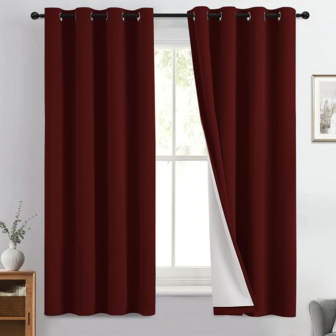 Yakamok 100% Blackout Curtain Panels 63 inches Cold and Light Blocking Drapes by Yakamok