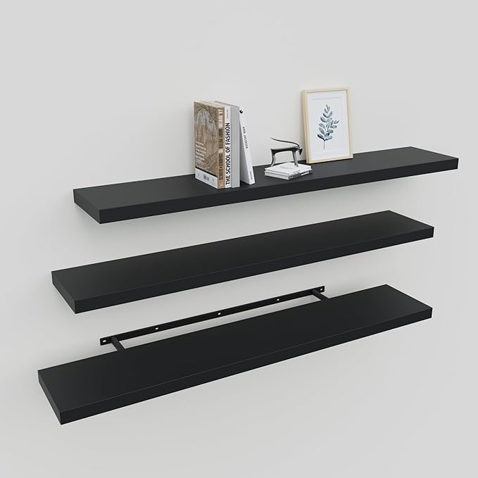 Upassion Floating Shelves for Wall Set of 3, Frame Display Black Floating Shelf by Upassion
