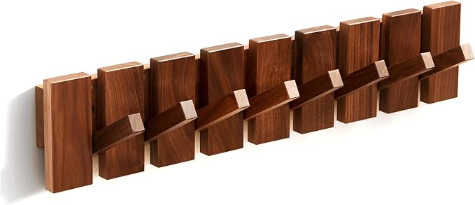 QUELLANCE Wood Coat Rack Wall Mount, Coat Hooks Hanger Wall Mounted, Heavy Duty - Image 7