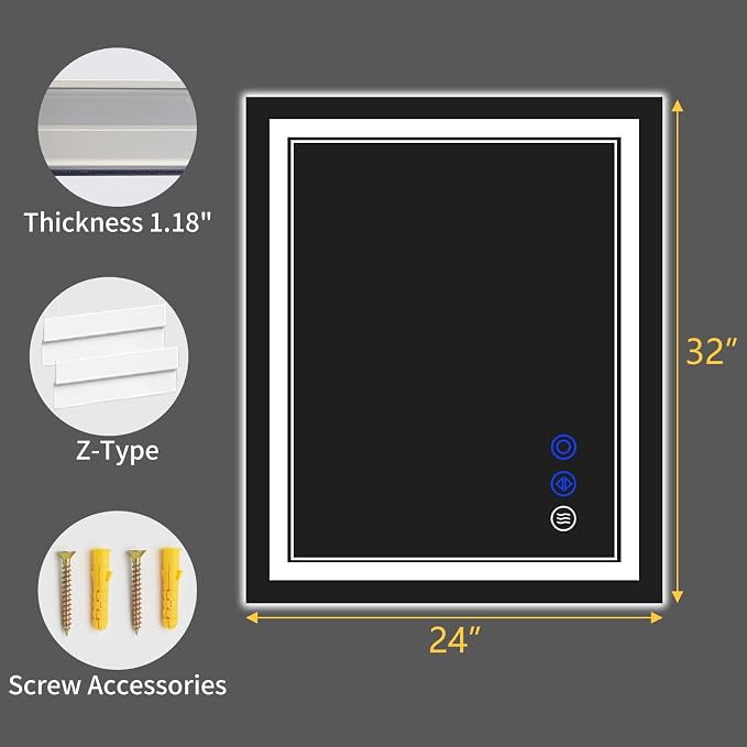 32"x24" LED Bathroom Mirror - Image 9
