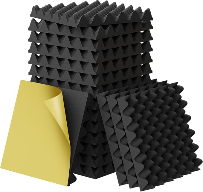 12 Pack 1.5"X12"X12" Acoustic Foam, Self Adhesive Sound Proof Egg Crate Foam by WVOVW