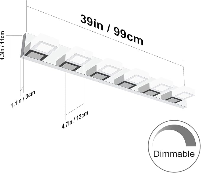 Ralbay Modern Chrome Bathroom Vanity Lights Dimmable 6 Lights Acrylic Stainless - Image 2
