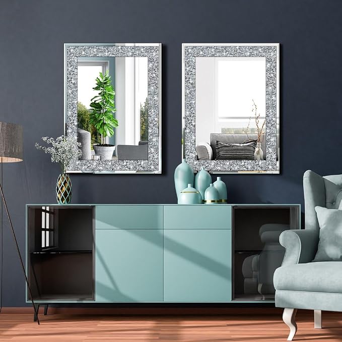 QMDECOR Crystal Crush Diamond Rectangle Silver Mirror - Image 6