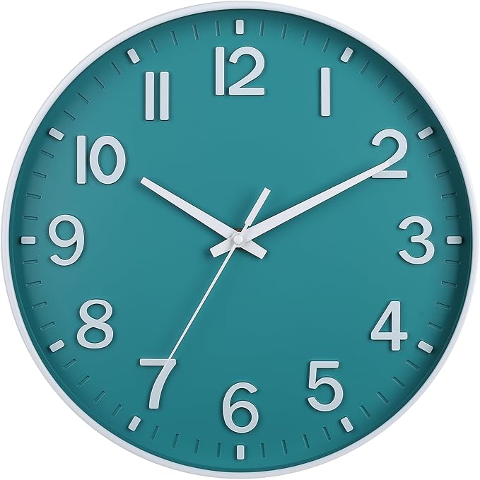 HZDHCLH Teal Wall Clocks Battery Operated, 12 inch Silent Non Ticking Modern by HZDHCLH